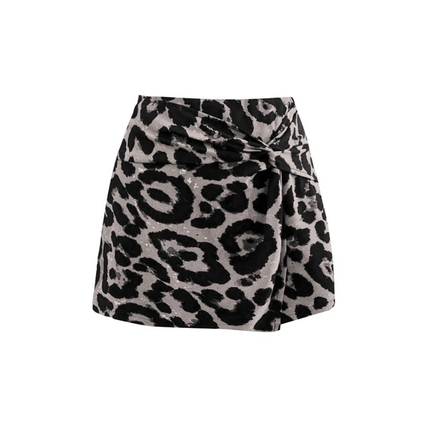 GORGLITTER Women's Leopard Twist Front Wrap Skorts High Waisted Straight