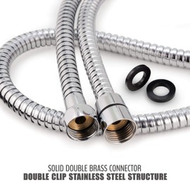 Shower Hose 2m, Long Shower Hose, Universal Replacement Stainless Steel Shower Pipe, Flexible Anti-Kink with 2 Washers - Chrome