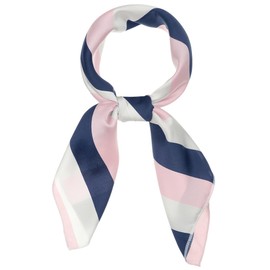 Allegra K 70cm Stripe Print Square Scarves Kerchief Neck Head Scarf Neckerchief Headband for Ladies Pink White
