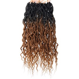 Faux Locs Crochet Hair Goddess Locs Crochet Hair 6Packs 24Inch Pre-looped Deep Wavy Crochet Locs,Locs with Soft Curly Ends Dreadlocks Faux Crochet Locs Synthetic Braids Extensions 72locs (24'', T30)