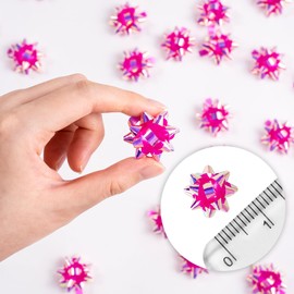 WRAPAHOLIC 100 Pcs Holographic Pink Gift Bow Assortment - 1 Inch Mini Bow for Christmas, Birthday, Wedding, Baby Shower, Bridal Showers