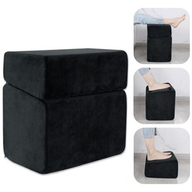 ROYALAY Adjustable Foot Rest Under Desk for Office, High-Density Foam Foot Rest with 3 Adjustable Heights, Ergonomic Footrest with Washable Cover for Home, Airplane, Travel(17 * 11 * 17in, Black)