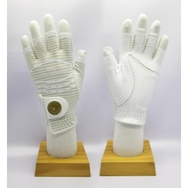 Copper Tech + Men's Half Glove- Joint Support for Golfers with Copper Compression (White/White, X-Large, Worn ON Left Hand)