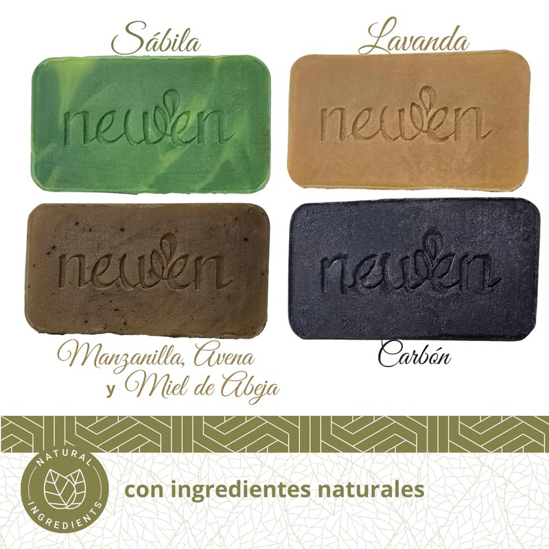 Newen Jabón corporal Natural - Barras con ingredientes activos, Sábila,