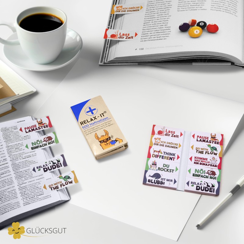 GLÜCKSGUT® 500 x Funny Sticky Notes | Gift for Office