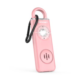 TECKNET Rechargeable Personal Safety Alarm for Women, 130dB Self Defense Keychain Alarm with SOS Strobe Light, Low Battery Notice, Loud Siren Safety Keychain for Girls Kids Elderly - Pink