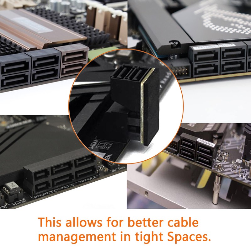 CERRXIAN 90 Degree Duale SATA 7PIN Male to Dual Female
