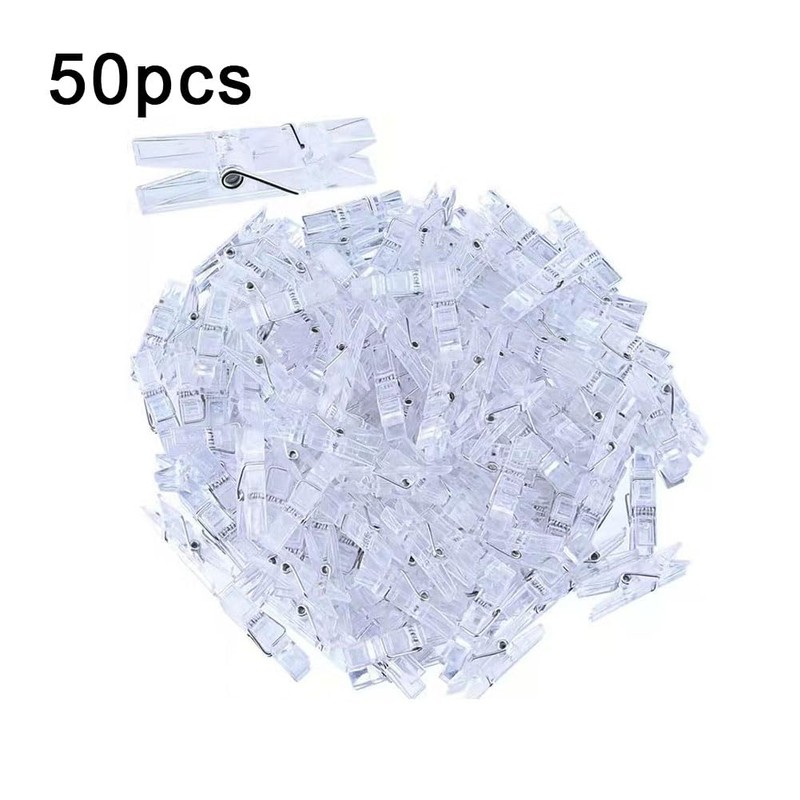 50pcs Clear Small Clips, Transparent Plastic Clear Clips Binder Photo
