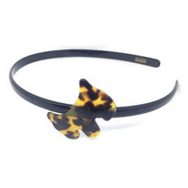 Wardani Scotty dog tortoiseshell headband, handmade in France, Schnauzer (Tokyo-Black)