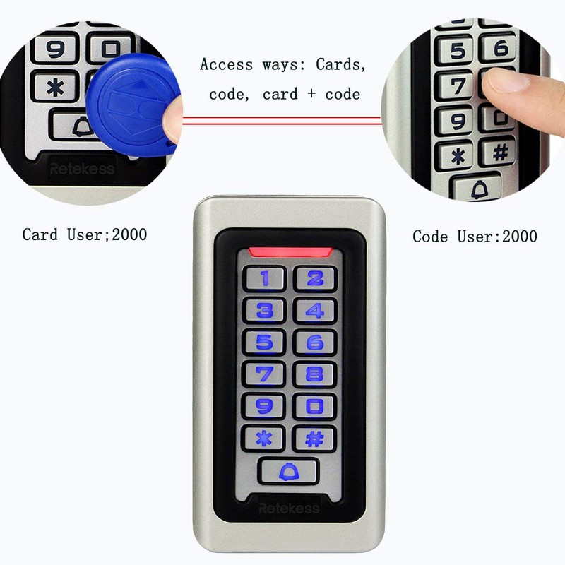 Retekess T-AC03 Security Access Control Keypad,RFID Keypad,Door Access Control,Stand-Alone Keypad,2000