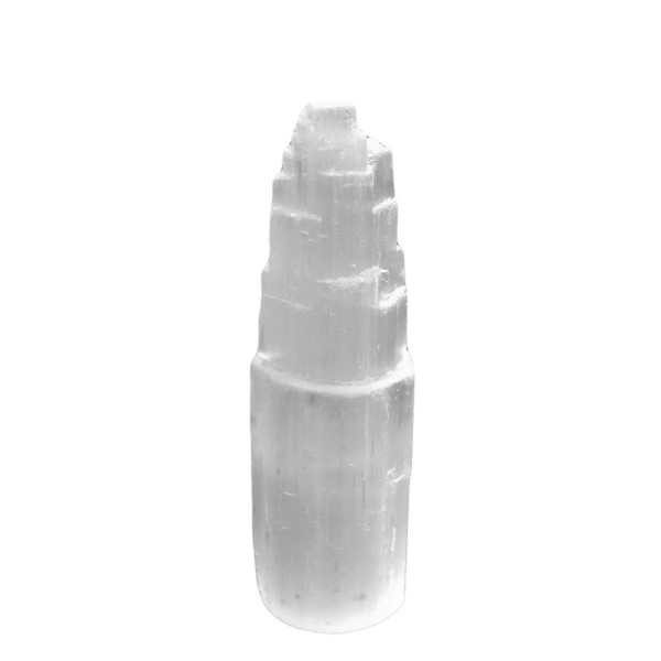Handmade by mmCrystals Natural Selenite Tower Crystal Energy Point "