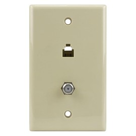 Wall Plate with 1 F-81 Jack, 1 Phone Jack, Ivory