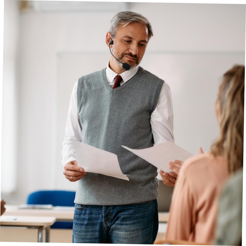 TEHAUX Lightweight Overhead Head Microphone with Connector Comfortable Headset Mic