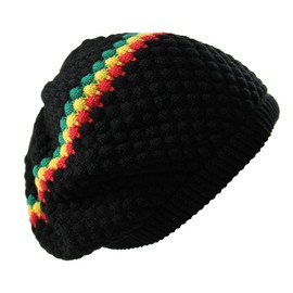 RW Men's Cotton Rasta Beanie (Black/Rasta)
