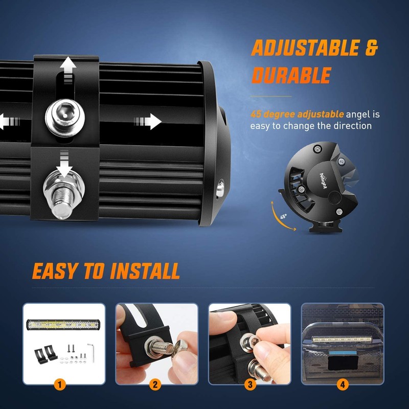 Nilight 20Inch 420W Triple Row Flood Spot Combo 42000LM Bar