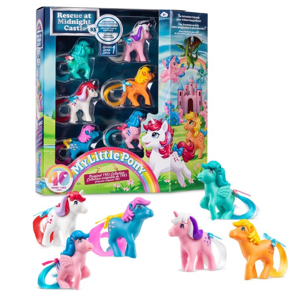 My Little Pony 40th Anniversary 2" Figure Collector Pack - Rescue at Midnight Castle - 6 Pack, Figures Included! Bow Tie, Firefly, Applejack, Moondancer, Twilight, & Medley