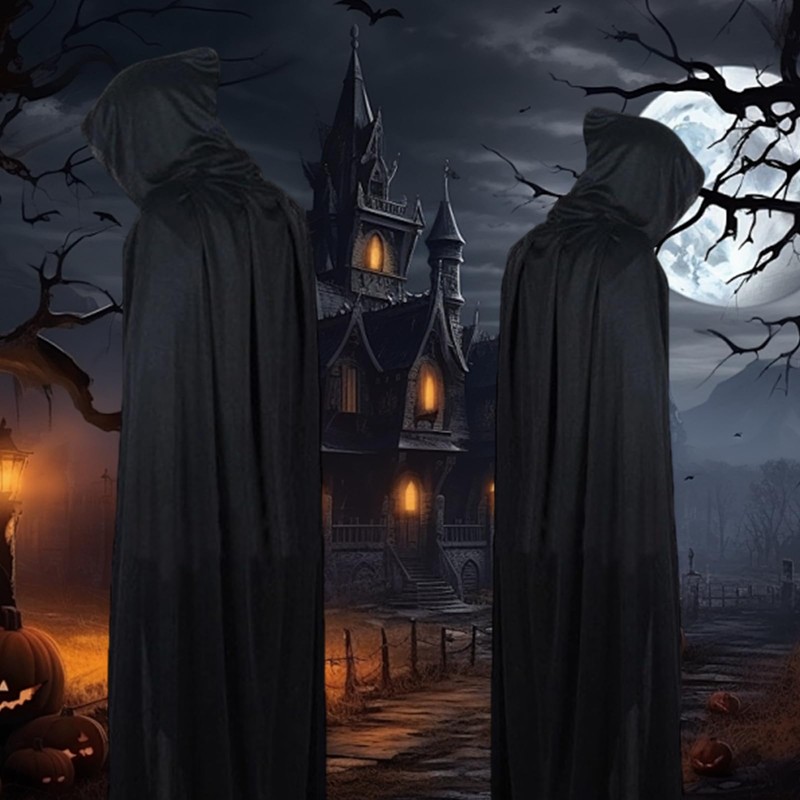 Formemory Black Cape Cosplay Costume, Reaper Witch, Halloween, Cosplay, Unisex,