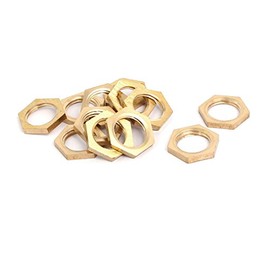 Sourcingmap 12 Pcs 1/4BSP Female Thread Brass Hex Nut Pipe Fitting Locknut