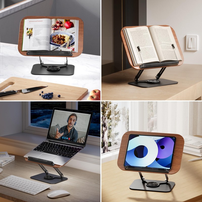 SupeDesk Book Stand for Reading, Adjustable Book Holder with 360°