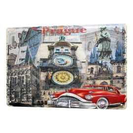 Tin Sign Retro Vintage Metal Poster for Travel Fans Prague City Motif 20 x 30 cm