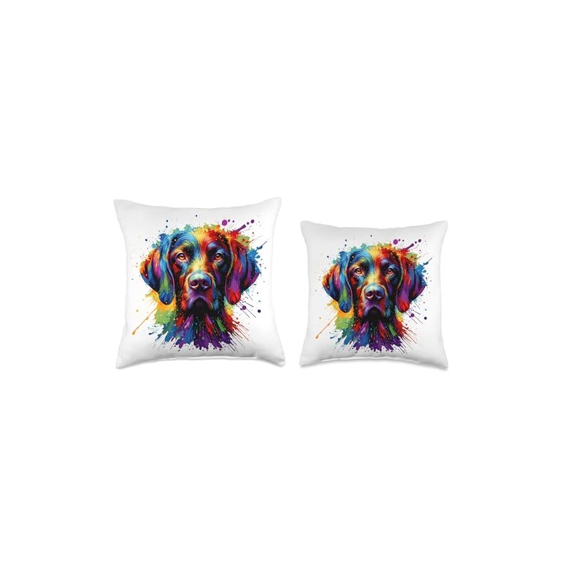 Colorful Splash Art German Shorthaired Pointer Dog GSP Throw Pillow