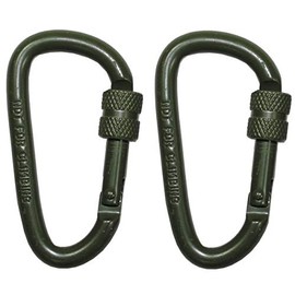 Max Fuchs Carabiner D 6MMx6 CM Screw Lock Two Pack OD Green