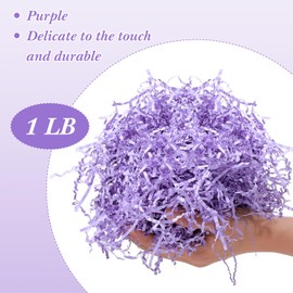 Outus 1LB Crinkle Cut Paper Shred Filler Shredded Paper for Gift Box Crinkle Paper Metallic Shredded Crinkle Cut Paper Easter Grass Tissue Paper for Wedding Birthday Wrapping Boxes Bags (Purple)