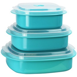 Calypso Basics by Reston Lloyd 6-Piece Microwave Cookware, Steamer and Storage Set, Turquoise