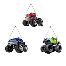 Hugmagoz Truck Door Sign Car Sign Door Hanger Truck Birthday Baby Shower Theme Party Hanging Decoration for Outdoor Outside Porch Racing Truck Car Decorations for Home