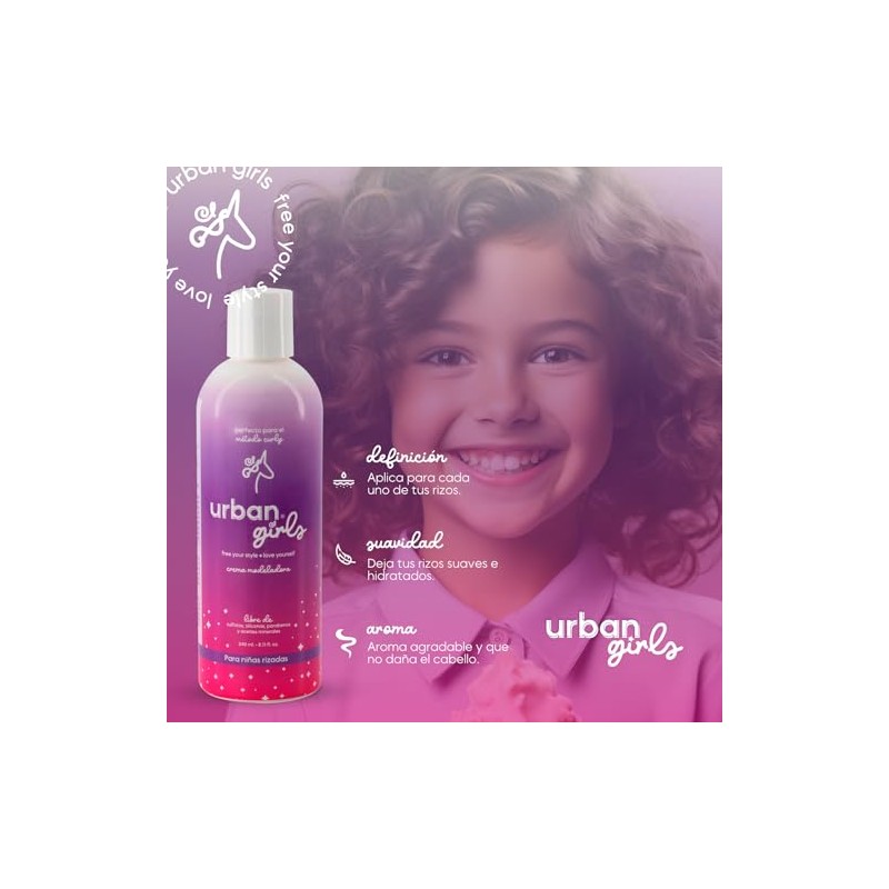URBAN CURLS Crema Moldeadora para Niñas Cabello Rizado 240 ml