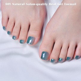 Semi Cured Gel Toenail Strips Glossy Gel Pedicure Stickers Long Lasting Gel Nail Pedi Strips Salon Quality Nail Wraps Semi-Cured Toe Nail Stickers (Horizon Z073)