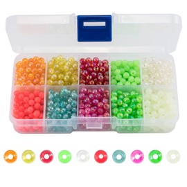 Fishing Bead Bait Eggs Kits Floating Ball Stopper Plastic with Box Glow Round Luminous Saltwater Freshwater Salmon Trout(1/7in,1000pcs)