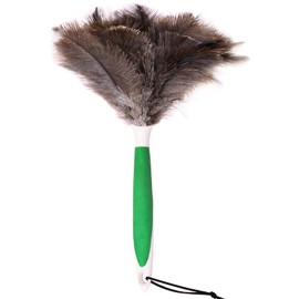 Lycbayn Genuine Ostrich Feather Duster 16 Inch Reusable Fluffy Soft Car Blind Baseboard Cleaner Handheld Dust Brush Washable for Home Office Cleaning Supplies