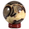 Rockcloud Natural Septarian Dragon Crystal Ball with Wooden Base, Polished Healing Stone Sphere Ornament for Fengshui Home Office Tabletop Decoration, 2.40-2.75 Inches