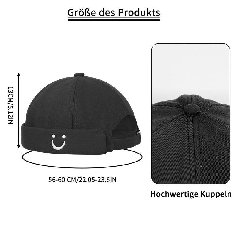 Minicloss Cotton Docker Cap, Adjustable Docker Cap Men Women Hat,