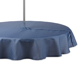 DII Indoor/Outdoor Tabletop Collection Umbrella Hole with Zipper, Machine Washable, Tonal Lattice, Tablecloth, 60" Round, French Blue