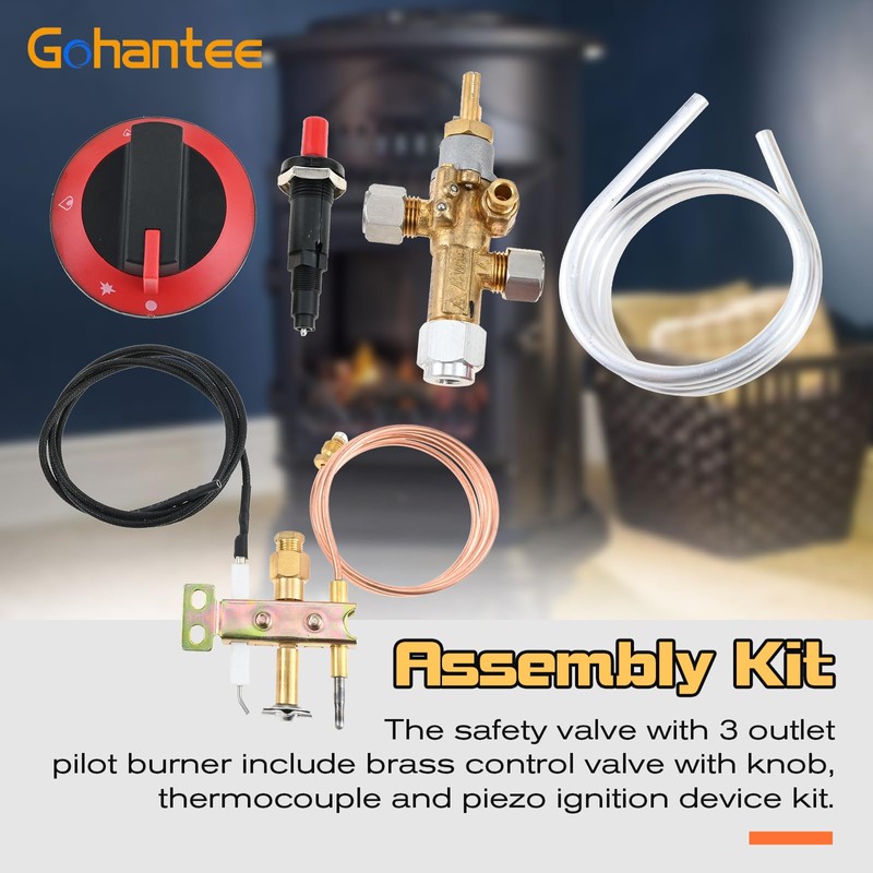 gohantee LP Gas Safety Valve with 3 Outlet Pilot Burner,