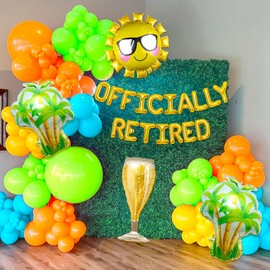 LaVenty Officially Retired Banner Sign Balloons Retirement Banner Happy Retirement Decorations Retirement Party Decorations Retirement Backdrop