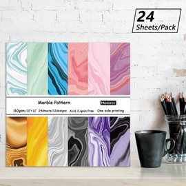 Pack of 24 Design Paper Pad with Pattern, Decoupage Paper Background Paper, Decorative Paper, Craft Paper for Scrapbooks, Albums, DIY Card Making, Background, Journaling (30.5 x 30.5 cm)