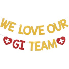 We Love Our GI Team Banner - GI Nurses & Associate Week Sign, GI Week Decor, Gastroenterology Week Party Decorations, GI Nurses Doctors Appreciation Party Decorations Gold Red