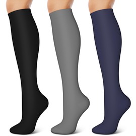 Compression Socks for Women & Men (3 pairs) - Better Blood Flow, Nurses-Best Support for Running, Hiking, Recovery(Large/X-Large,Assorted6)