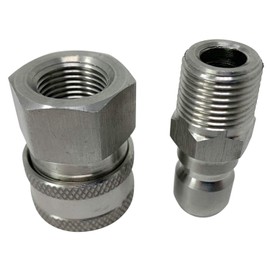 ESSENTIAL WASHER Pressure Washer Fittings Stainless Steel Quick Connect Coupler Socket/Plug Adapter Set (QC Socket/Plug Set - 3/8 Inch (F-NPT/M-NPT))