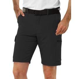 33,000ft Mens Golf Shorts Stretch Hiking Shorts UPF50+ Summer Trekking Pants Packable Outdoor Cargo Shorts with 7 Pockets Breathable Capri Shorts for Hiking, Golf, Camping, Travelling, Black 38W*10L