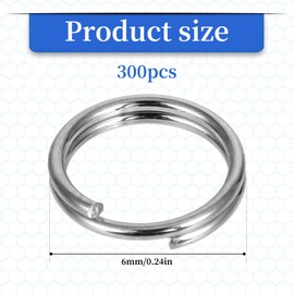 Pack of 300 6 mm Small Key Rings Key Rings with Double Loops Stainless Steel Round Key Ring Silver Split Rings Key Chains for Key Organisation, Silver Colour
