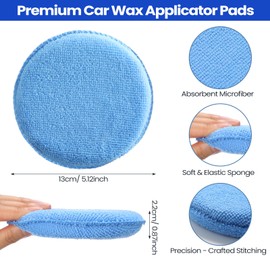 Tallew 50 Pcs Car Wax Microfiber Applicator Pads 5" Diameter Polishing Foam Pads Tire Soft Foam Sponge for Cars Detail Buffing Cleaning Polishing(5 Colors)
