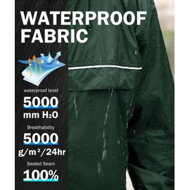 SWISSWELL Mens Waterproof Windbreaker Rain Jacket Lightweight Packable Raincoat with Hood for Golf Hiking Travel Dark Green XXXL