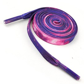 Boethesi 1 Pair shoelace for Sneakers,Starry Sky Tie Dye Multi Color Double Layer Flat Polyester Printed Shoe Lace (39 inches, Purple)