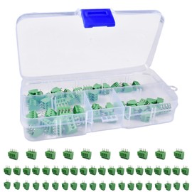 Funmo Pack of 50 PCB Screw Terminals 2.54 mm 0.1 Inch Pitch PCB Mount Screw Terminal Block, 2 Pin / 3 Pin / 4 Pin Screw Terminal Connector for 26-18AWG Cable