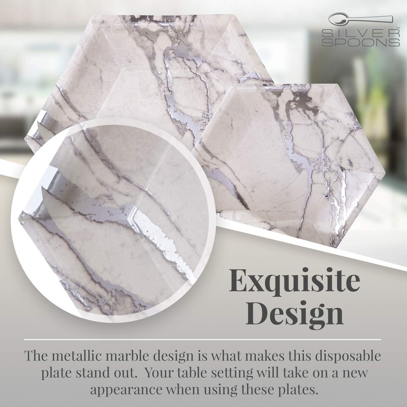 Silver Spoons MARBLE DESIGN PAPER PLATES | Hexagon Side Plates
