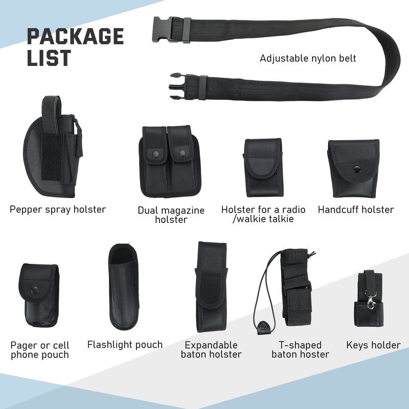ATPEAM Security Guard Equipment Belt - 10 in 1 Multifunctional